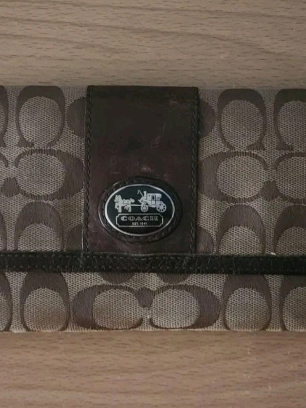 Coach Signature Canvas Wallet in Brown and Tan